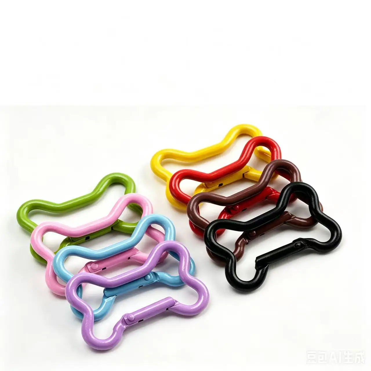 10pcs Cute Colorful Metal Bone Shape Ring Snap Hook Spring Gate Trigger Clasps Clips for DIY Leather Craft Belt Strap Webbing image 4