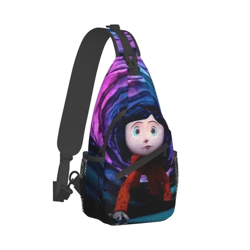 Halloween Horror Movie Coraline Crossbody Sling Backpack Men Custom Chest Shoulder Bag for Traveling Daypack