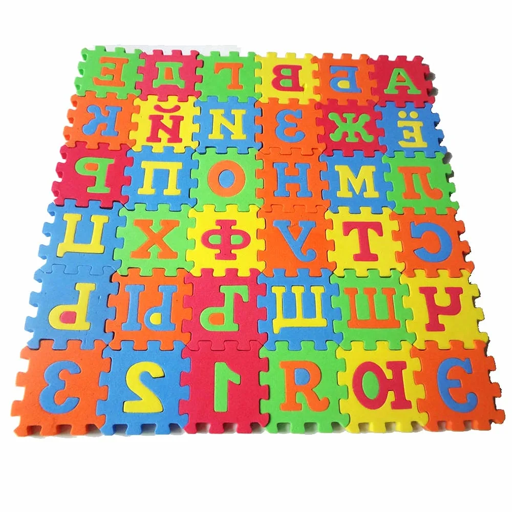 36pcs/Set Russian Alphabet Letters Numerals Puzzle Colourful Kids Rug Play Mat Soft Floor Crawling Pad Kids Educational Toys New