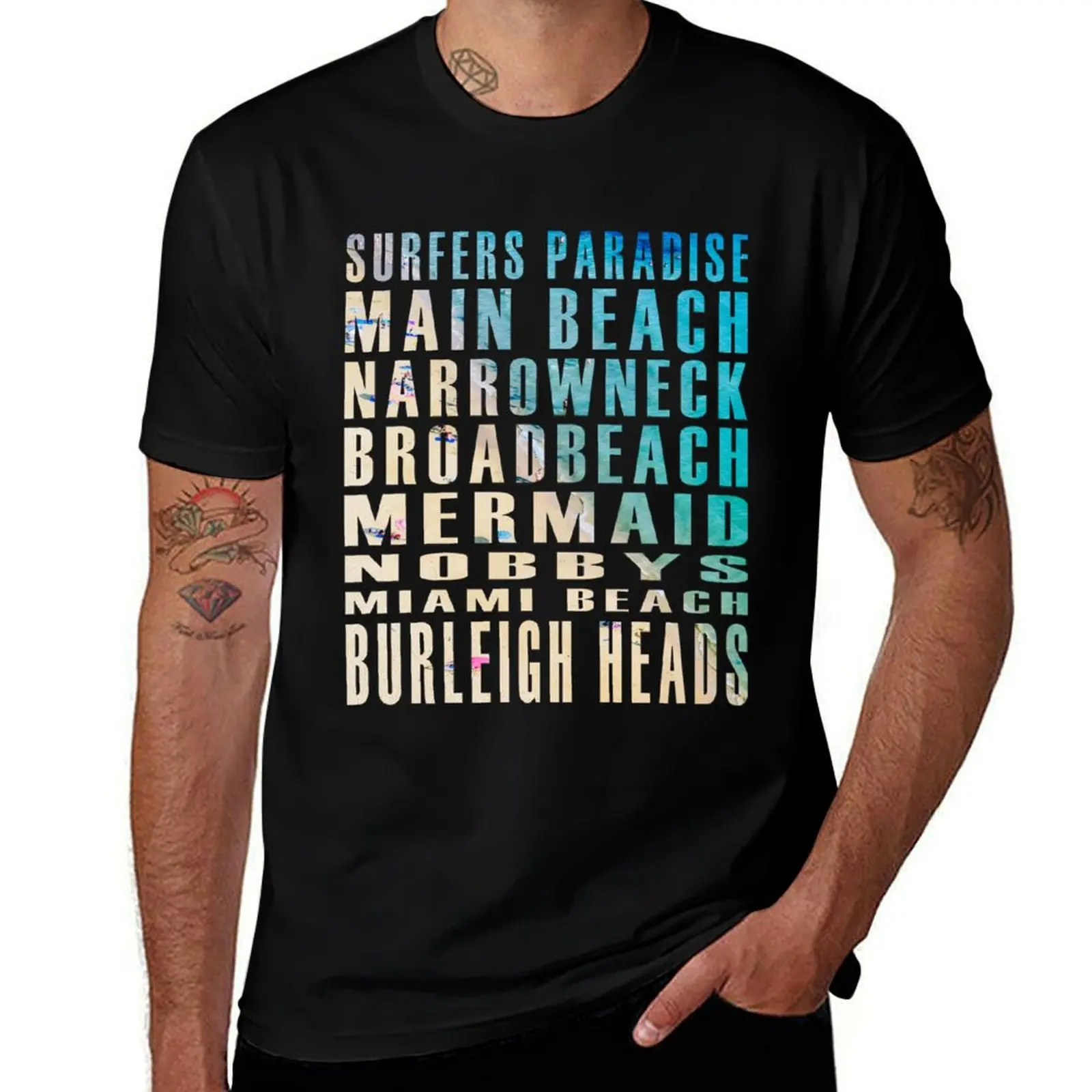 Gold Coast Beaches Surfers Paradise,Main Beach, Narrowneck, Broadbeach, Mermaid, Nobbys,Miami,Burleigh Heads T-Shirt