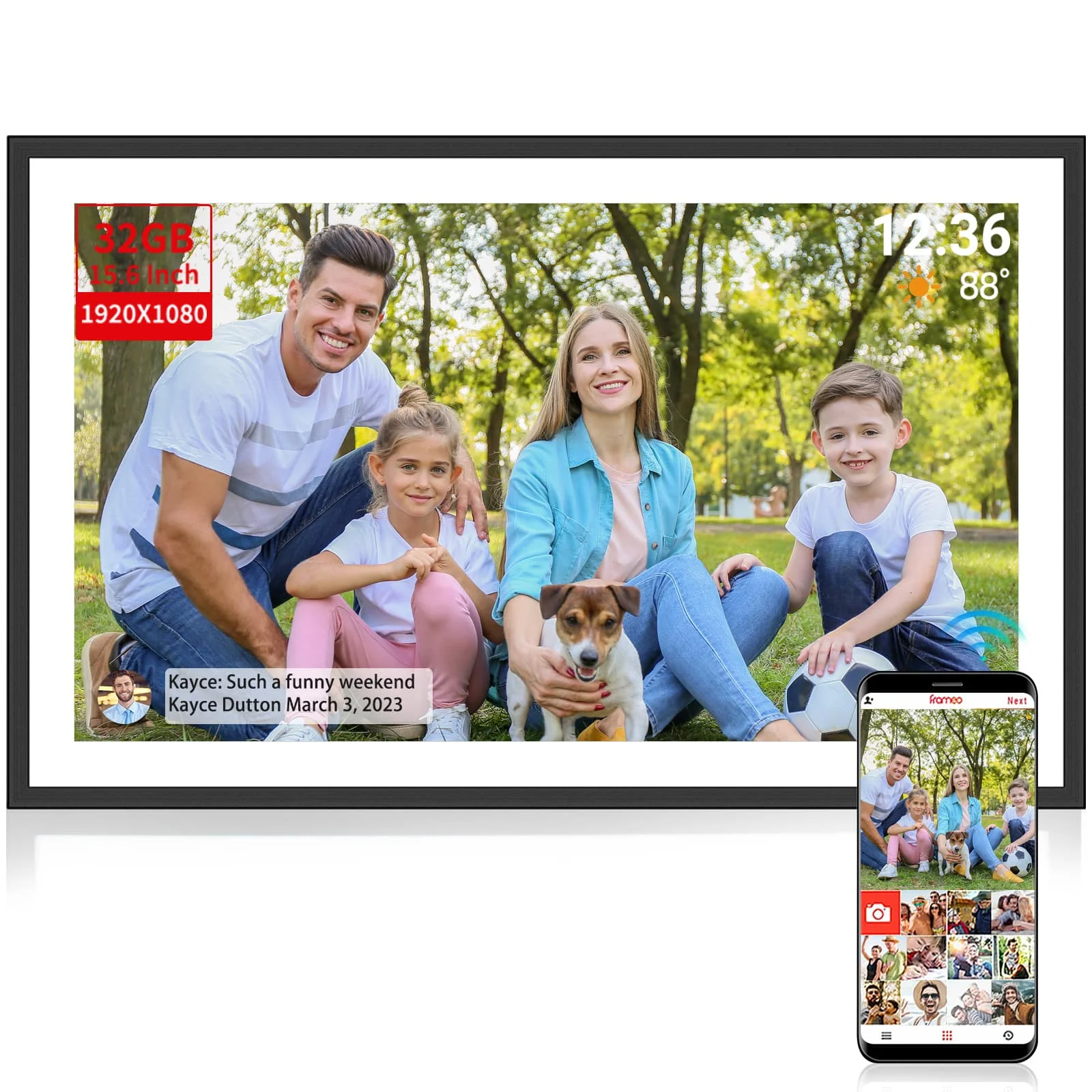 Digital Photo Frame 15.6 Inch WIFI Digital Picture Frame Smart Electronic Image Album Bulit-in 32GB for Gift Giving Touch Frame