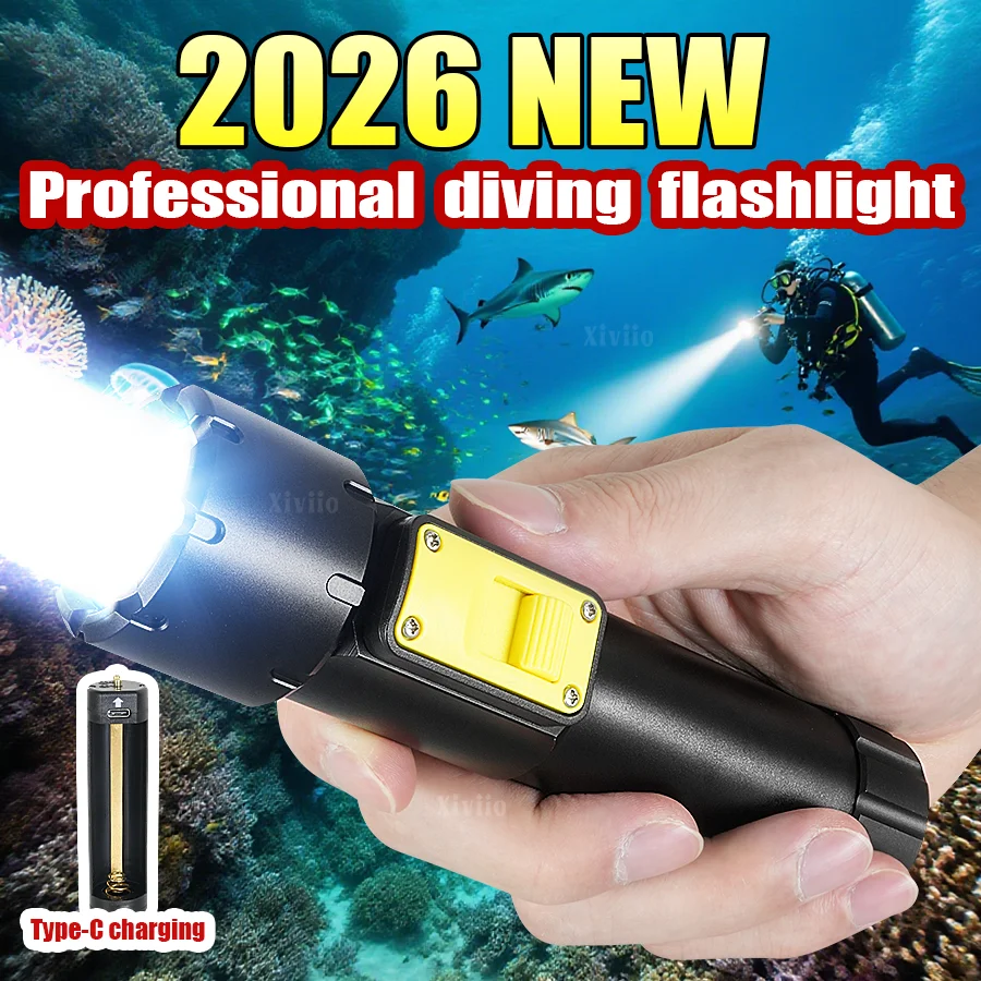 

90000000LM Upgrade Diving Flashlight Powerful Profession Underwater Lantern Rechargeable Dive Torch IP8 Waterproof Scuba Lamp