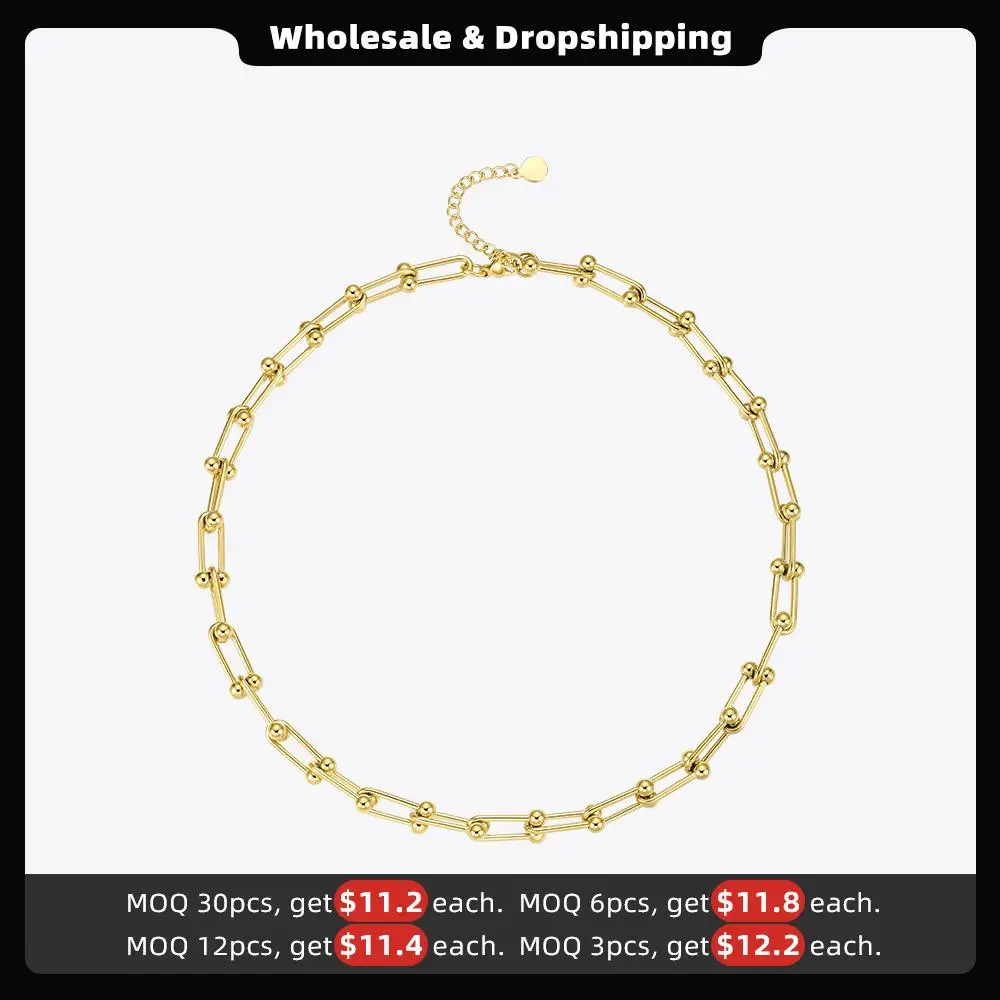 ENFASHION Hollow Link Chain Necklaces For Women Stainless Steel Simple Bead Necklace Fashion Femme Jewelry Wholesale P203083