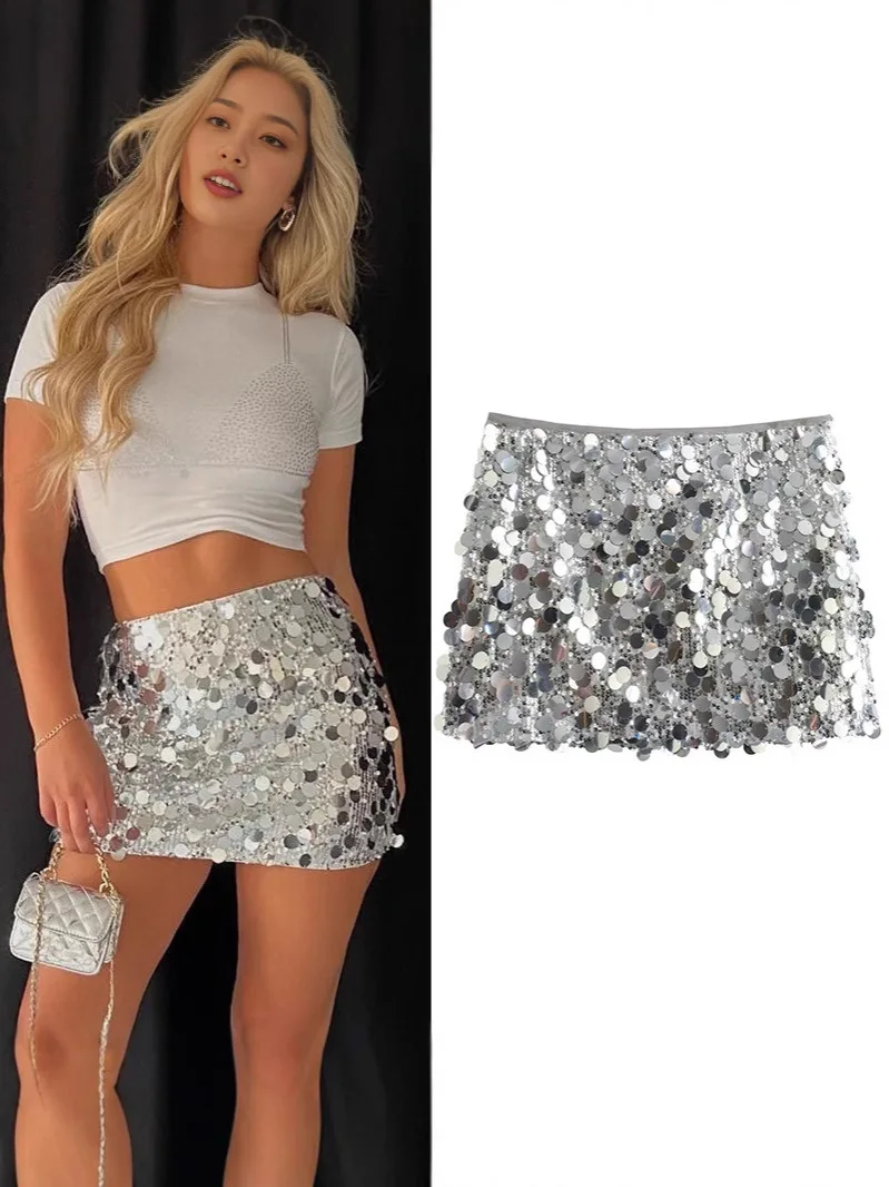 

VersatileSexy Sequins Mini Party Dress Women High Waist Sheath Evening Club Dress Fashion 2025 Christmas New Year Y2K Girl Skirt