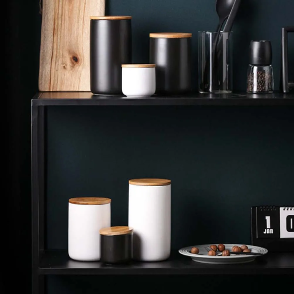 

Ceramic Grain Storage Container 3.5L Airtight Moisture Proof Dry Food Canister For Cereals Flour Sugar White Small