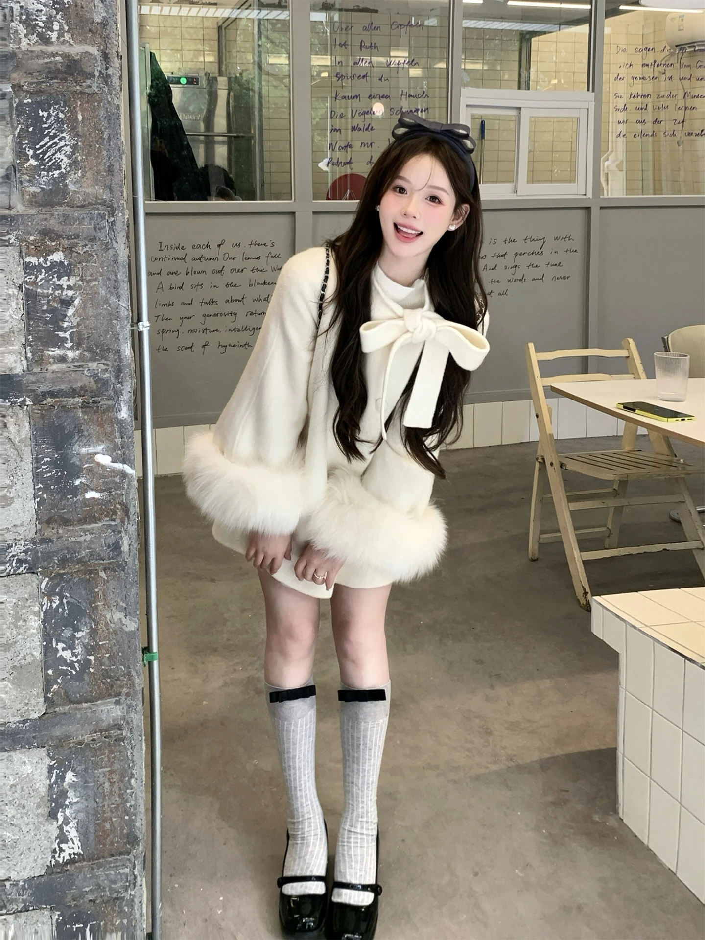 

Ele Fur Sve Woolen Coat Women's Winter New Sle Knot Tweed Coat Korean Version Loose Fit Long Sve