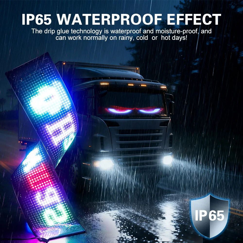 192x1330mm Devils Eyes LED Panel Matrix Screen Light APP Control Animation Display Screen Light for Car Truck Windshield
