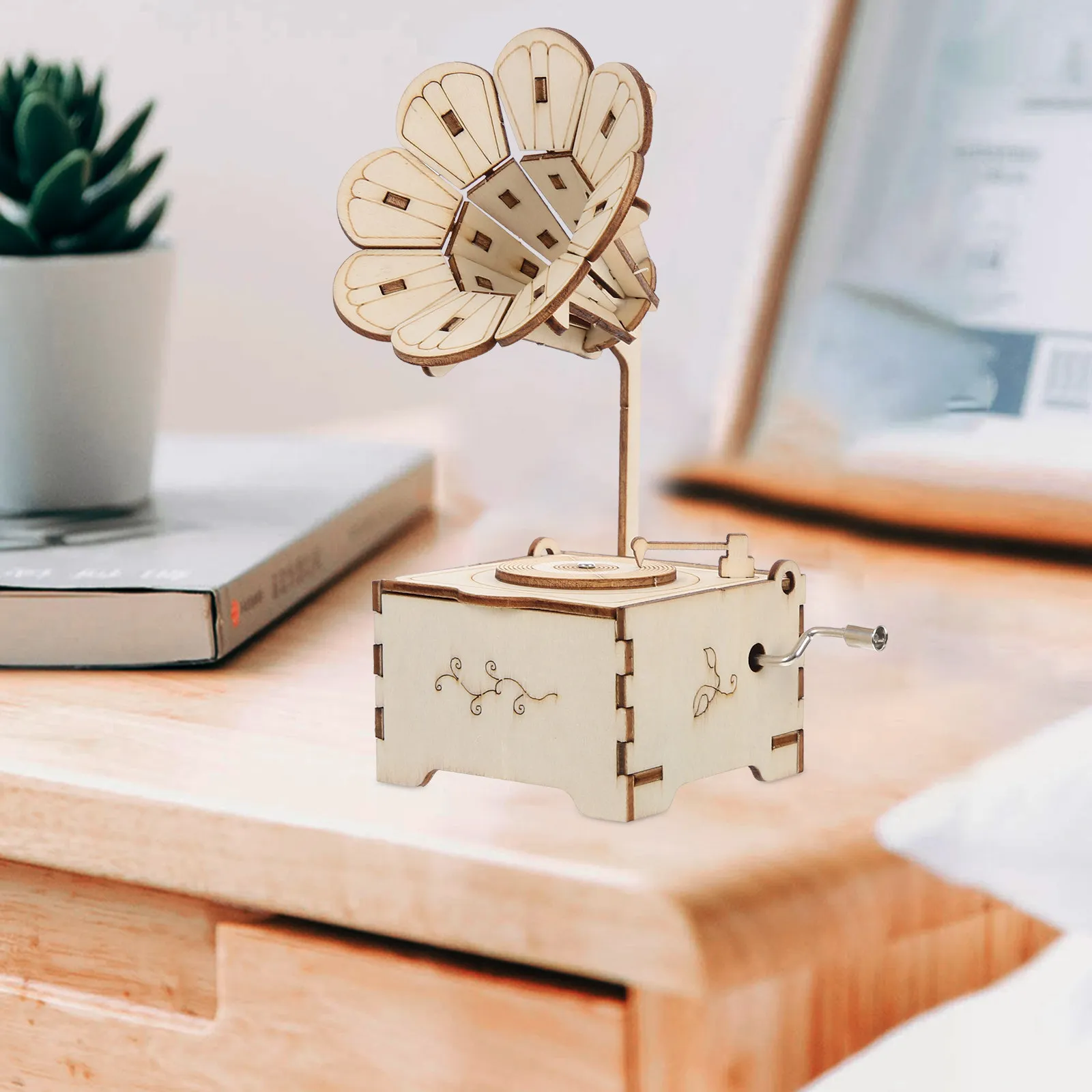 

1Set Handmade Wooden Musical Box DIY Assembly Creative Kids Intellectual Hand Operated Melody Decorative Music Materials