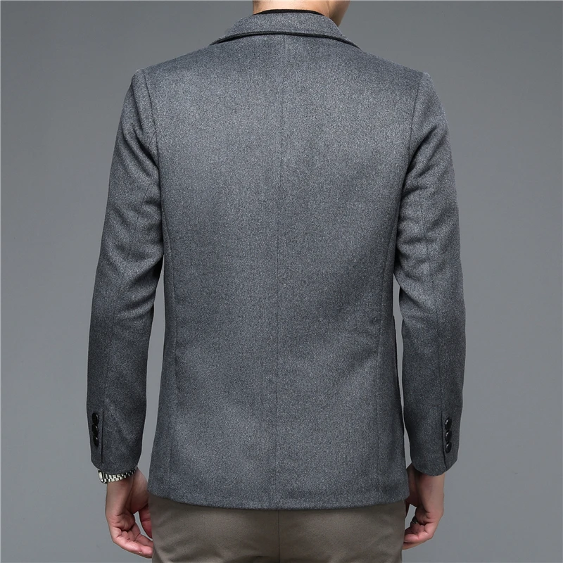 2021 Autumn and Winter New Men  Blazer Jacket Middle Aged Fashion  Business Casual  Double Breasted Men Solid Wool Suits Coats