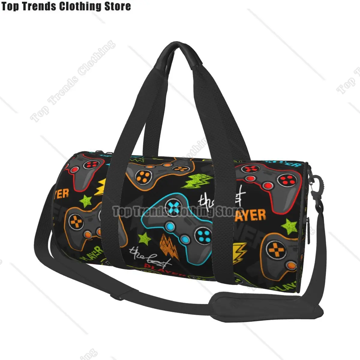 

Abstract Colorful Joystick Sport Bags Game Cool with Shoes Gym Bag Outdoor Men Printed Handbag Luggage Funny Fitness Bag
