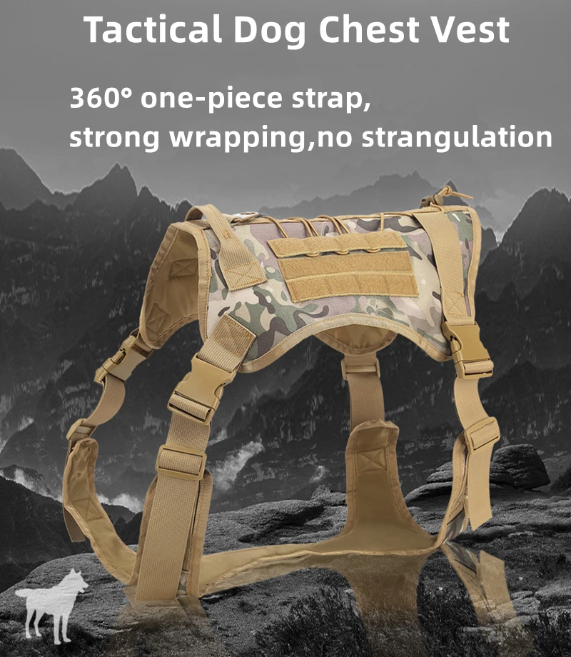 Taktische Militärweste für Haustiere, Outdoor-Trainingsweste, Hundegeschirr und Leine, Set mit Halsband für mittelgroße und große Hunde, Deutscher Schäferhund – Detail 7