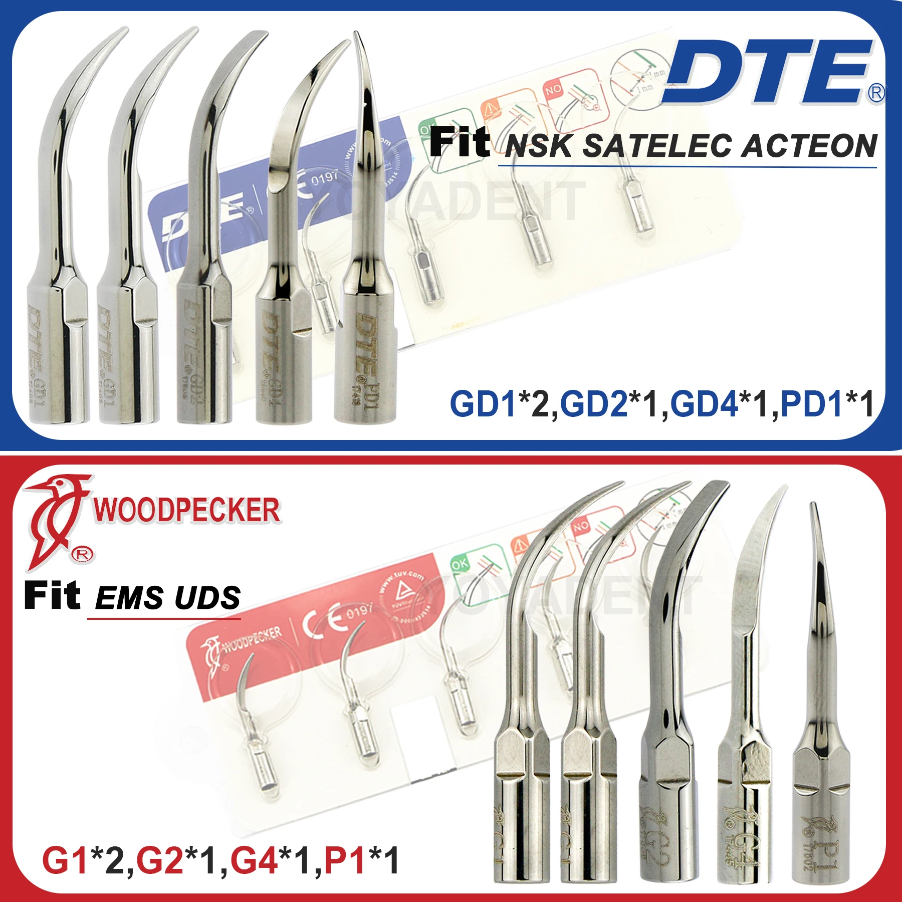 

Наконечник для стоматологического ультразвукового скалера Woodpecker DTE, насадки для удаления накипи, подходят для EMS UDS SATELEC ACTEON NSK, наконечник для скалера G1GD1G2GD2P1PD1