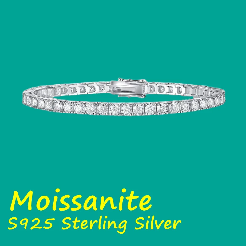 Factory Price  S925 Sterling Silver 3-5m D Color VVS1 Moissanite Diamond Tennis Bracet for Men Women with Certificate