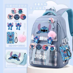 Disney-mochila escolar informal y ligera de gran capacidad con dibujos animados, mochila bonita para estudiantes, Stitch, novedad