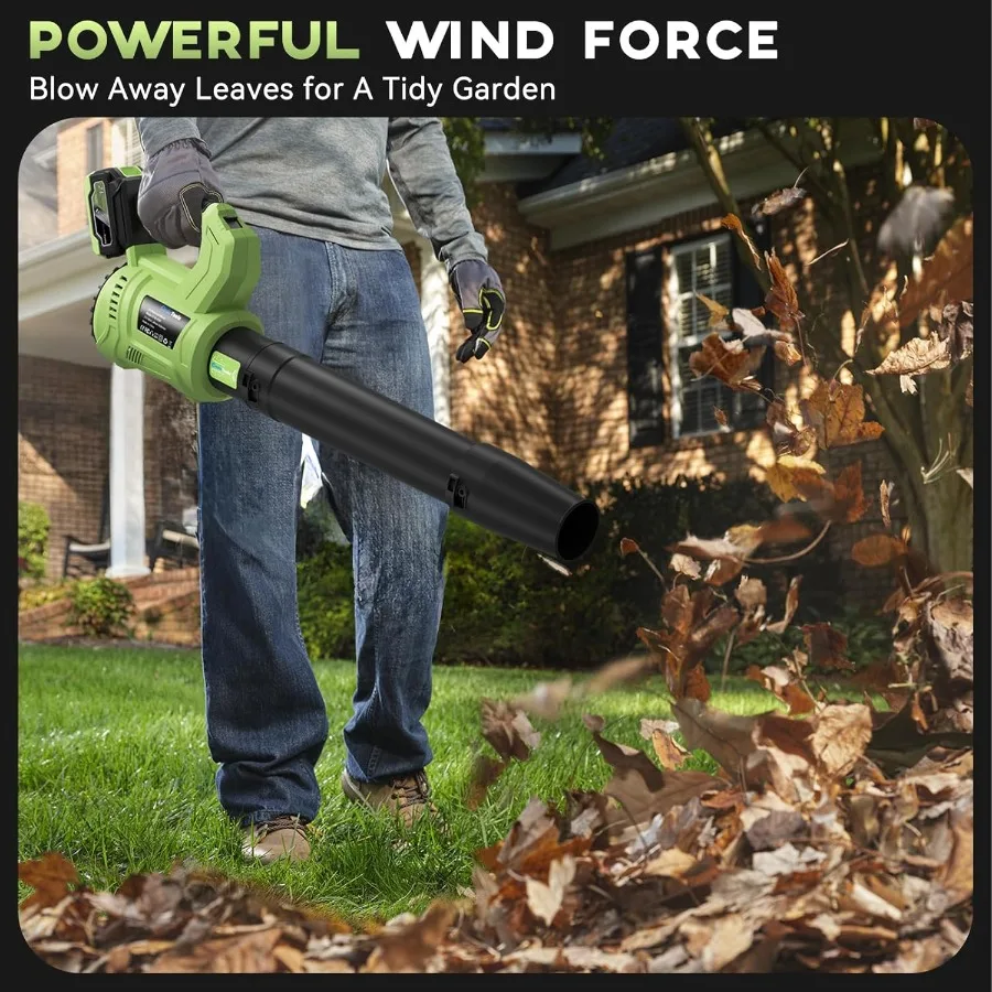 Cordless Leaf Blower for Lawn and Yard Maintenance: 650 CFM 150 MPH with 2 x 4.0Ah Batteries and Fast Charger 2Speed Settings f