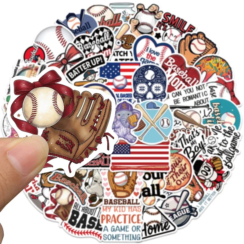 50 قطعة ملصق بيسبول مضحك DIY للأطفال لعبة الديكور ملصقات البيسبول الإبداعية زجاجة ماء الهاتف المحمول الغيتار سيارة