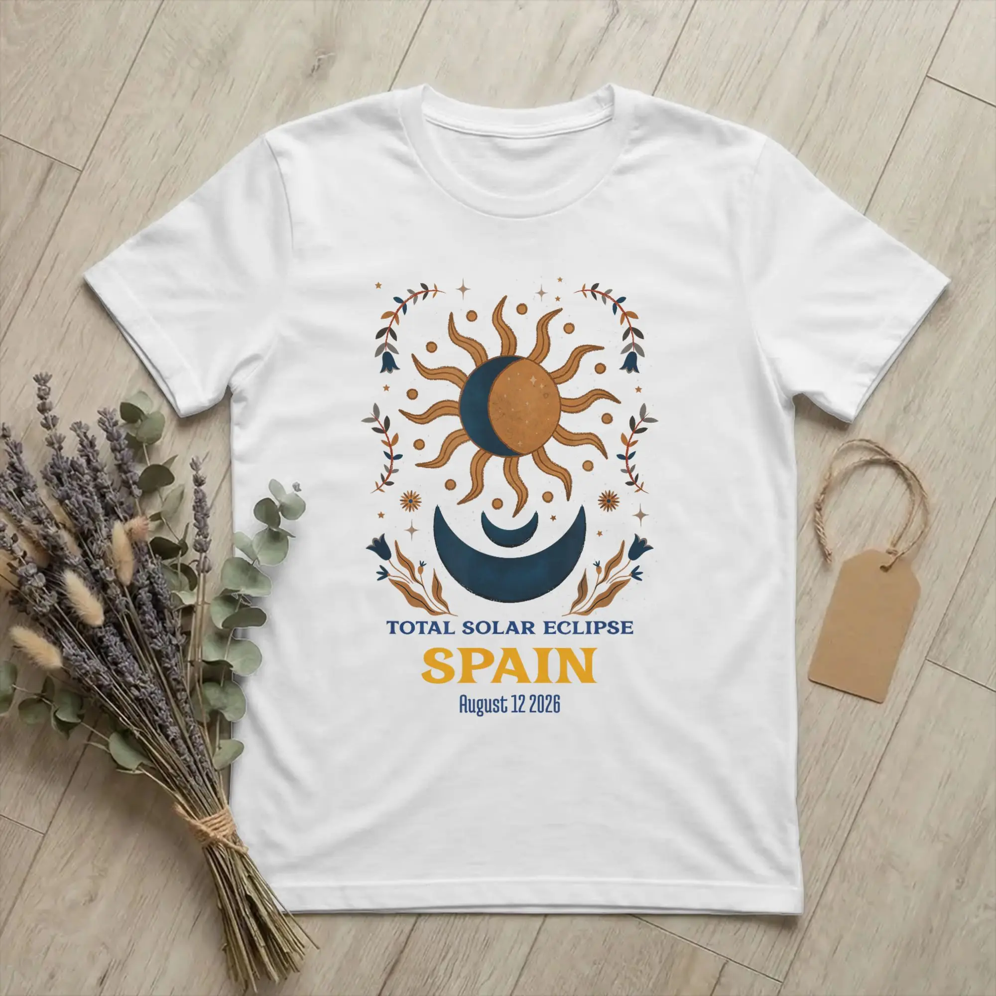 Novelty Spain Total Solar Eclipse 2026 T-Shirt Men Round Neck Pure Cotton T Shirt Astronomy Short Sleeve Tees Gift Idea merch