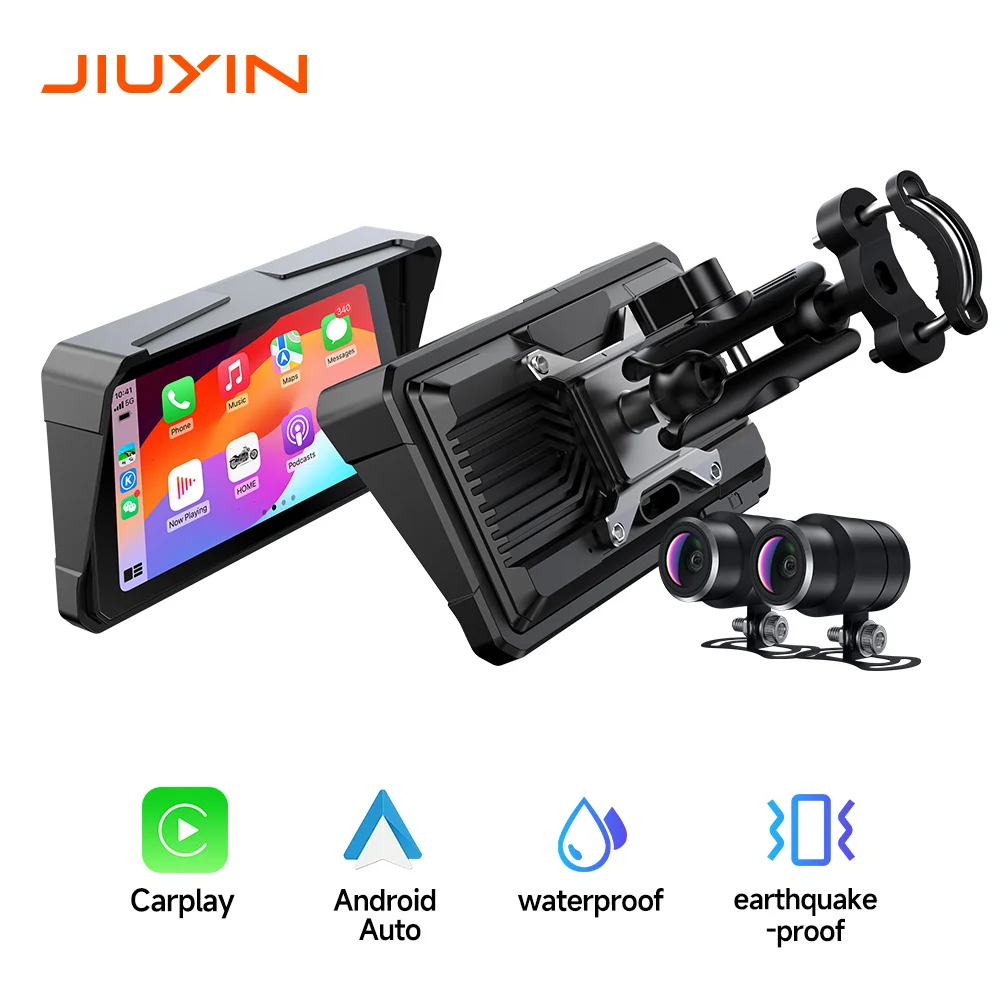 NEW 2K DVR Motorcycle GPS Navigation Anti-shake Drive Recorder Wireless Carplay Android Auto Moto Monitor WIFI IPX8 Waterproof