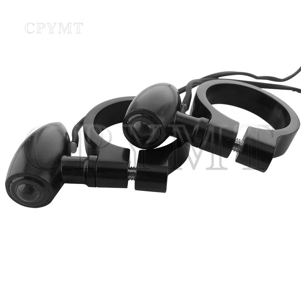 Motorcycle 41mm mini fork tubes LED Turn Signal light Black/Chrome Bullet flasher Light Fit for Harley moto led 12V clignotant