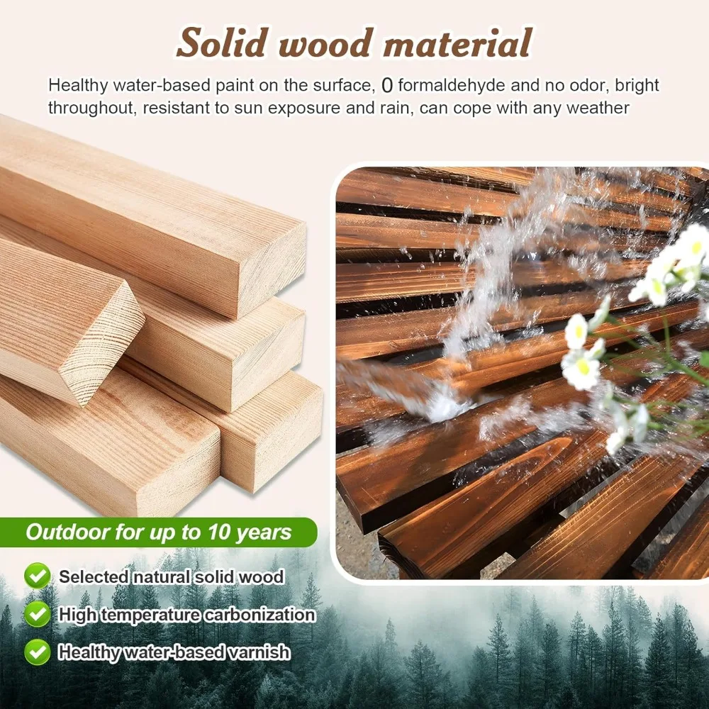 Robuste gebogene Holzbänke für den Außenbereich: Perfekt für Gärten, Rasen, Terrassen und Hinterhöfe