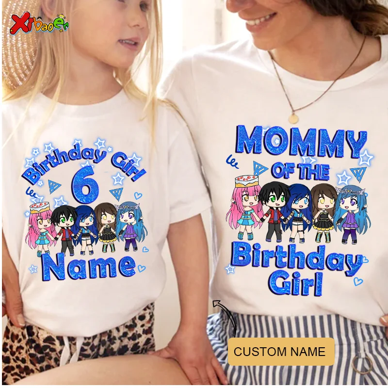 2024 Birthday Girl Doll Party Family Matching Outfits T Shirts Girl 7th Birthday T shirt Toddler Baby Clothing Personalized Name