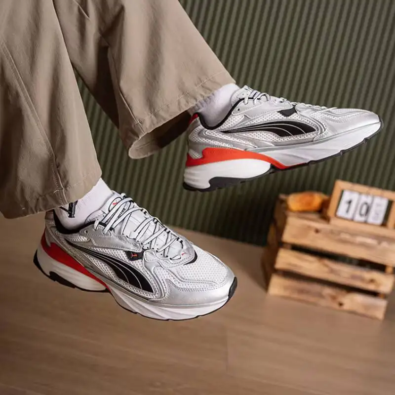 PUMA 406203-12 Chunky Dad Sneakers Shiny Leather Mesh Wear Resistant Rubber Sole Street Fashion Daily Walking Casual Shoes