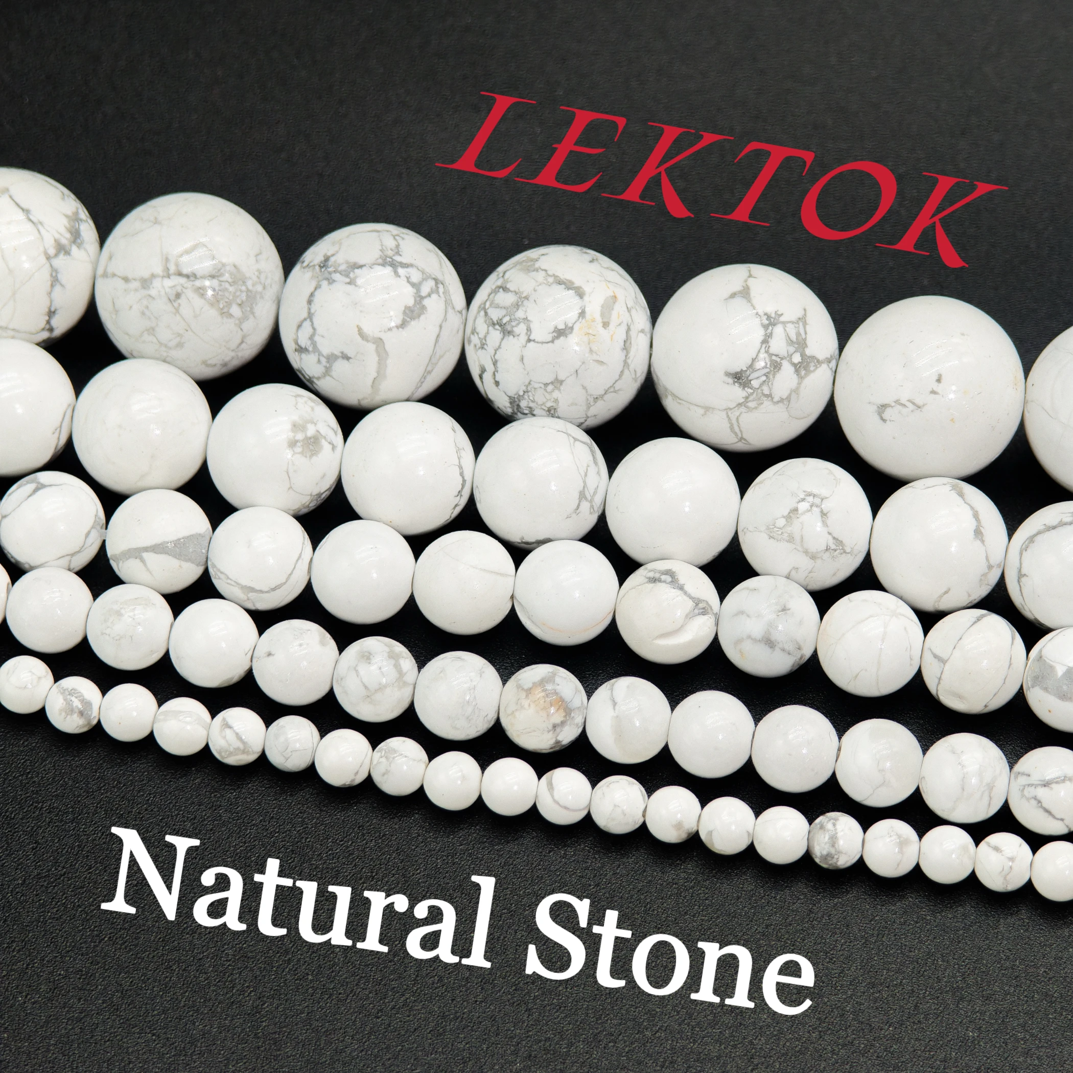 Exquisite Quality Natural White Turquoise, 15-inch Strand of 4/6/8/10mm Round Loose Beads for DIY Bracelets & Necklaces