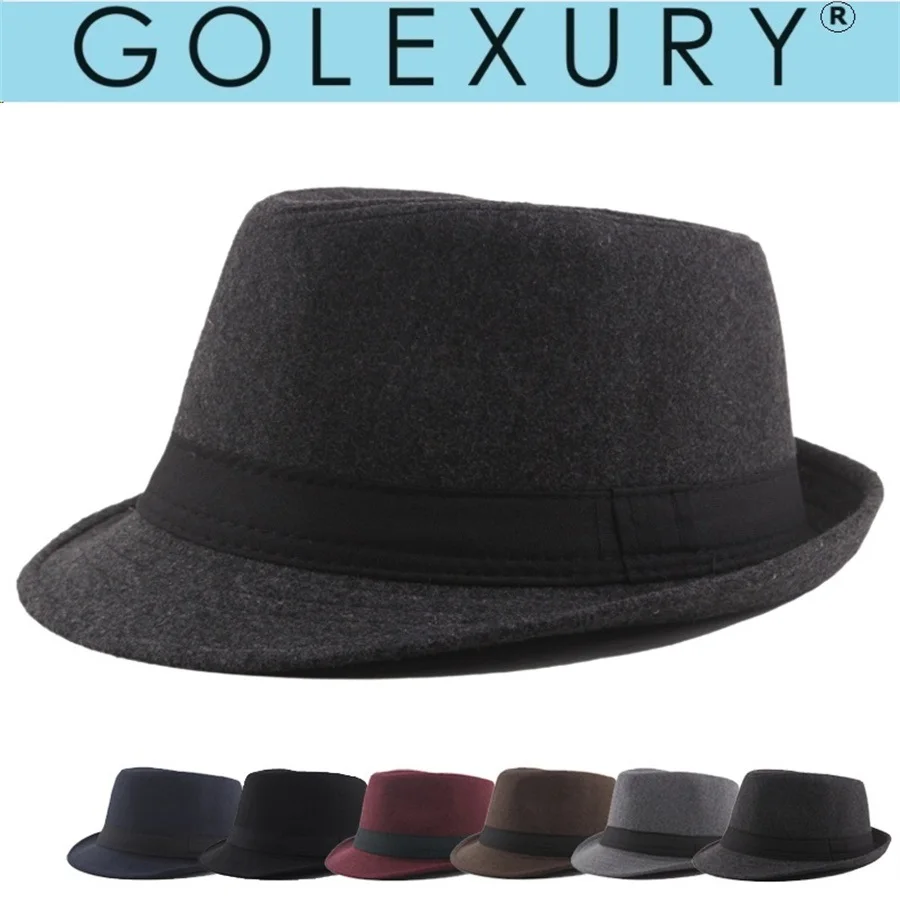 Unisex British Felt Jazz Hats For Middle Aged Men Bucket Hat Wool Fedoras Hat Autumn Winter Gentlemen Wedding Party Magic Caps