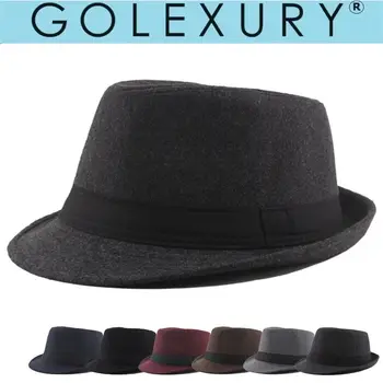 Unisex brittiska filtjazzhattar för medelålders män hinkhatt ull fedorahatt höst vinter herrar bröllopsfest magiska kepsar 10 best sales Fedora hat man - №2