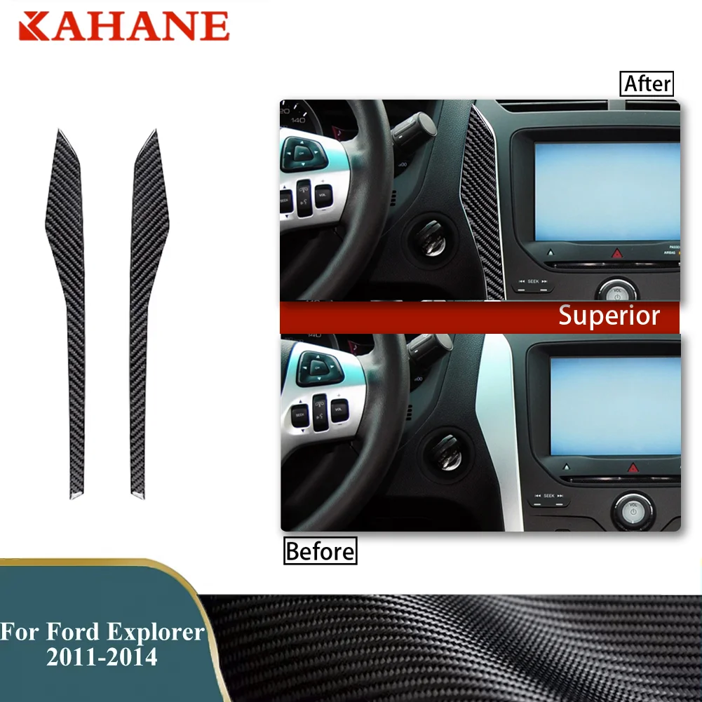 

For Ford Explorer 2011- 2014 Premium Carbon Fiber Car Console Panel Trim - High-Gloss Decorative Trim Kit Accessories