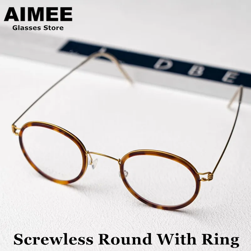 Denmark Brand Air Titanium Screwless Glasses Frame Men Retro Round Ultralight Eyeglasses Women Morten Handmade With Ring Eyewear
