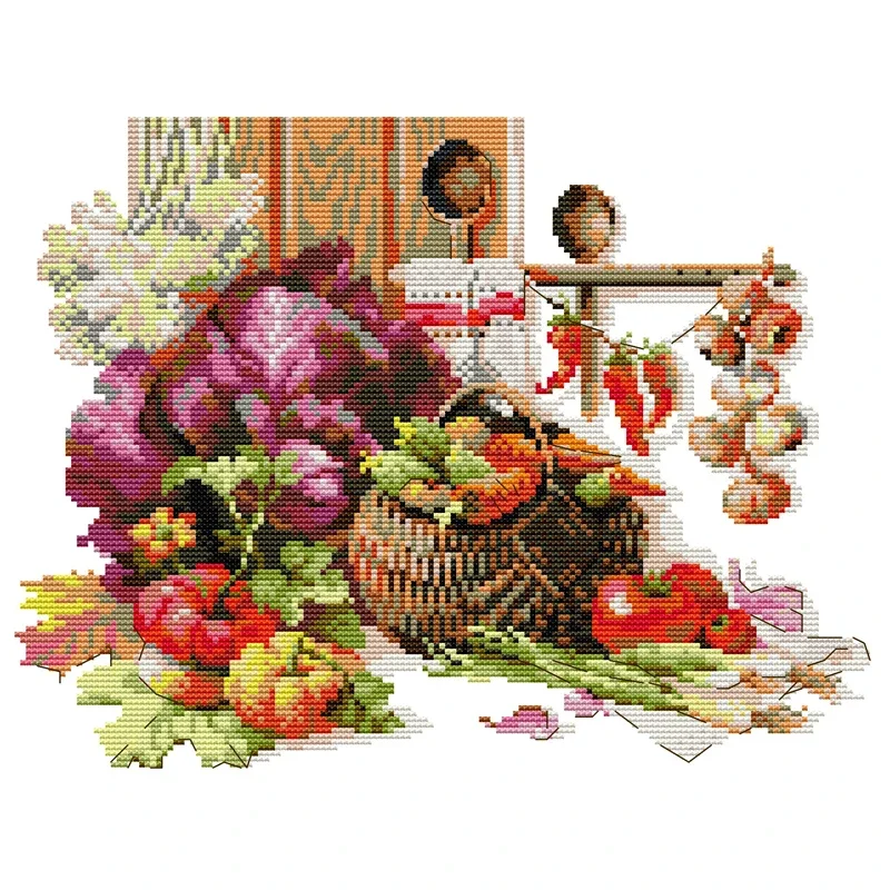 Joy Sunday Cross Stitch Kit Full of Harvest 11CT 14CT Print Fabric Stamped Cross Stitch Pattern Craft Kit