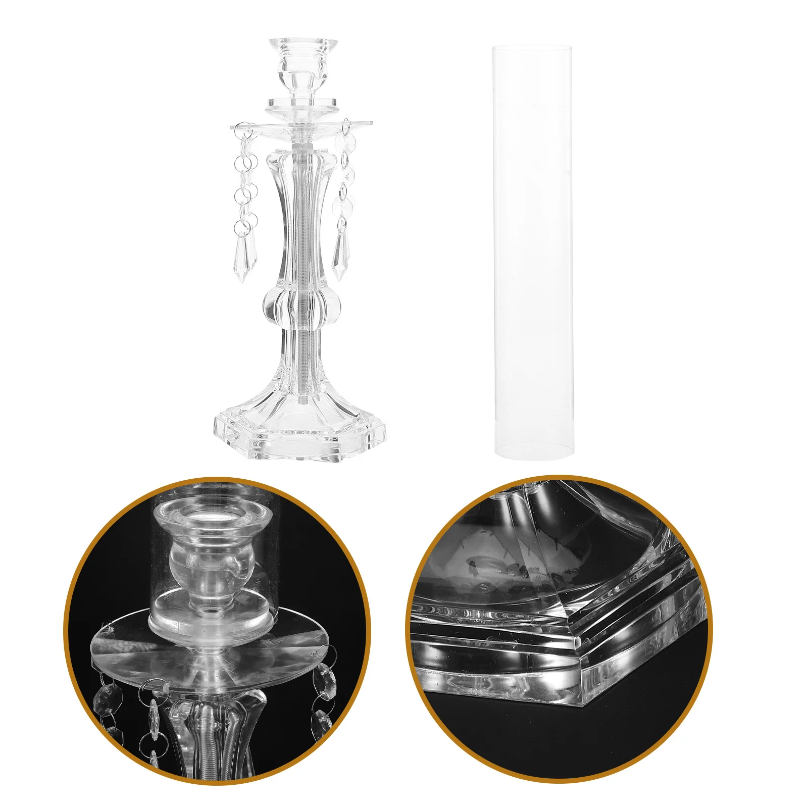

Transparent Holders: Clear Crystal Acrylic Taper Candlestick For Wedding Christmas Table Centerpiece Decor