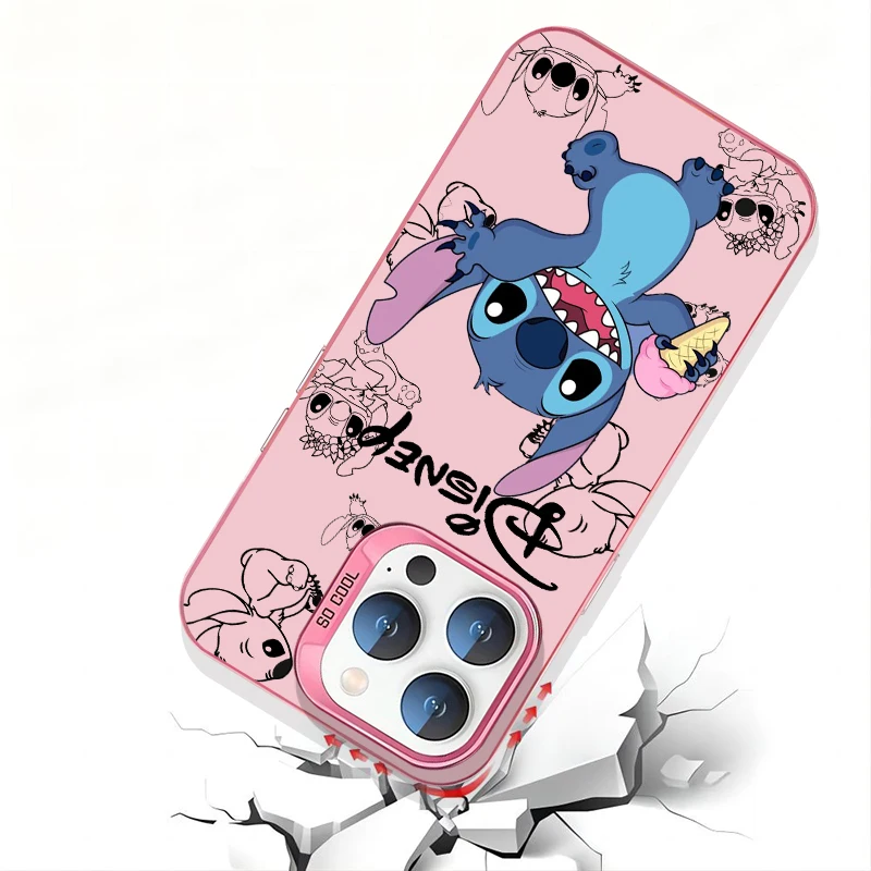 Disney Stitch Para Cartoon Cute For Xiaomi Mi 11 12T 13T Poco F4 F3 X3 X5 C51 C50 M3 M5S Pro Lite 5G Colorful Silver Cover