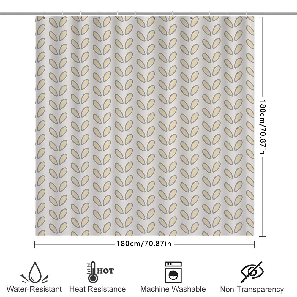 Leaf รูปแบบผ้าม่าน Neutral สีขาวสีเทาโมเดิร์น Bath Decor สําหรับตกแต่งห้องน้ําหน้าแรก