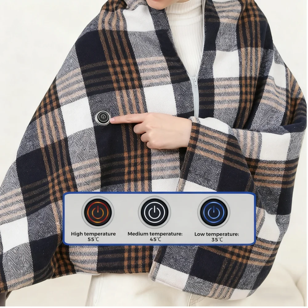 

electric heat blanket USB 3Heating Levels Fleece Heated Blanket Portable Body Warmer Blanket Quickly Heated Cape Pad forOffice