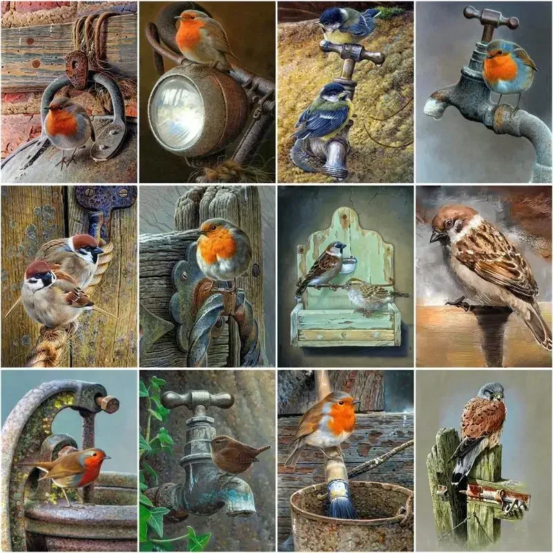 

553380 Frame Painting By Number For Adults Parrot Animals Acrylic Paint On Canvas Coloring By Numbers For Home
