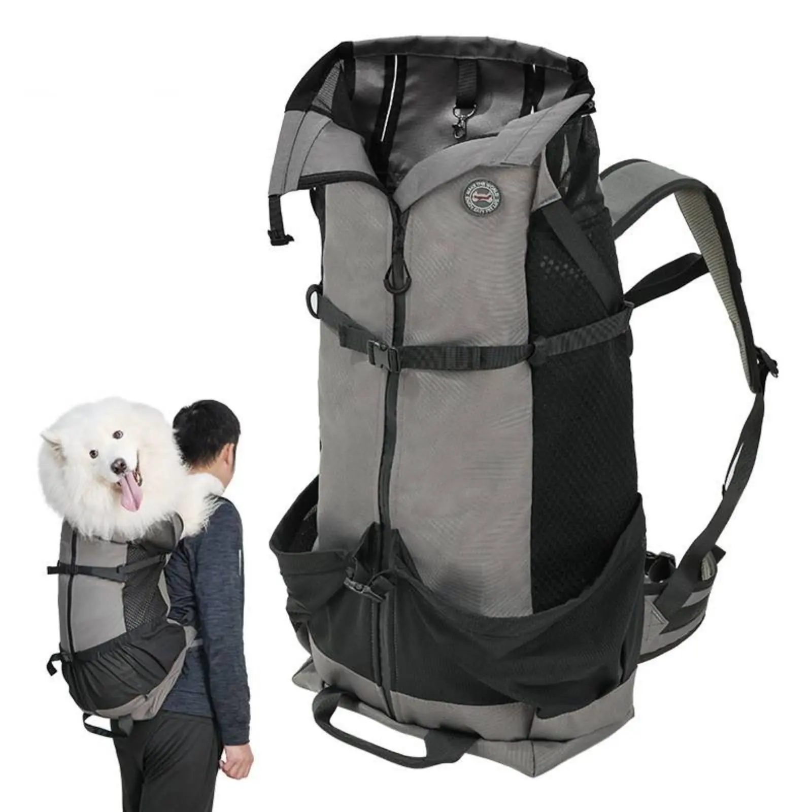Escape Proof Dog Backpack Multi-Function Large Dog Backpack Carrier Breathable Adjustable Straps for Outdoor, Walking