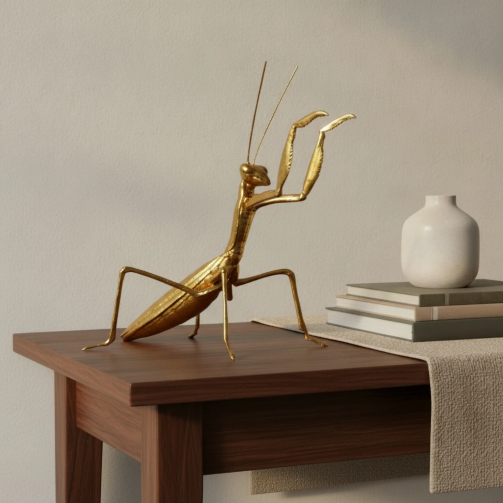 Gold Mantis Figurine Resin Praying Mantis Figurine Decorative Realistic Detail for Living Room, Study