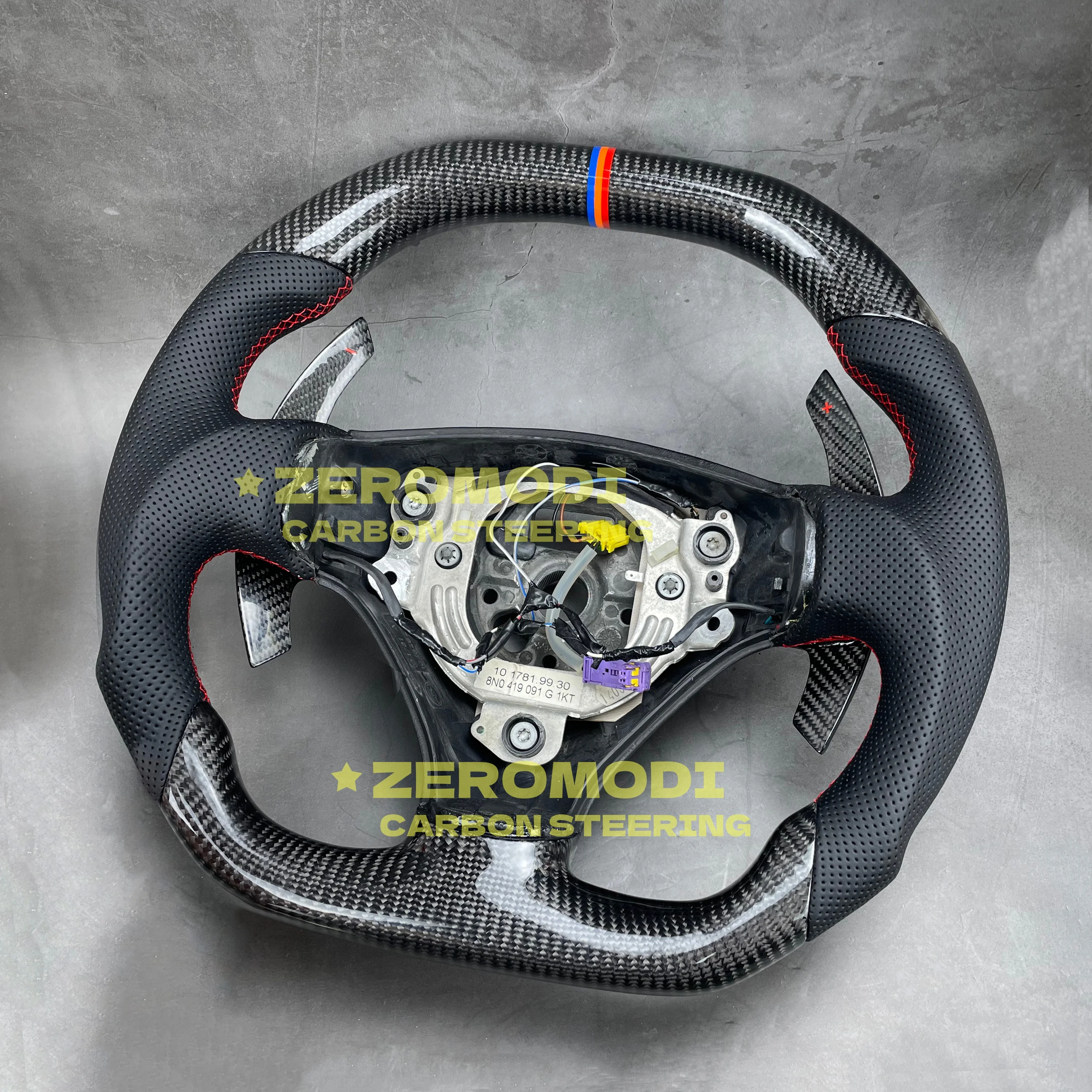 For Audi TT Mk1 8N 1998-2006 DSG Paddle Carbon Fiber Leather Sport  Steering Wheel