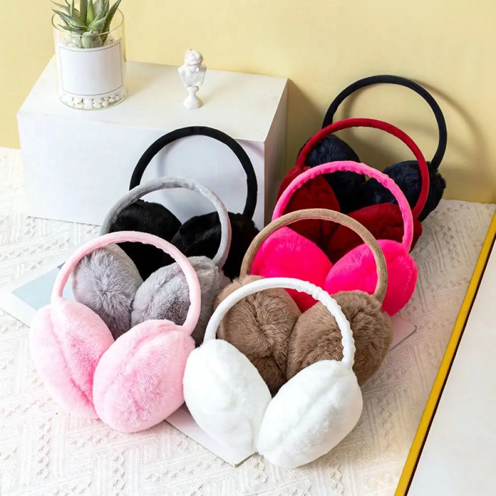 Plush Winter Earmuffs Thickened Faux Fur Ear Warmers Soft Cozy Ear Muffs For Adult Outdoor Cycling Windproof Protective Gear