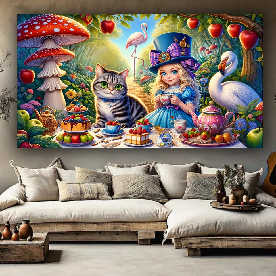 Tea Time in a Whimsical Forest Wonderland Diy diamond painting Full diamond art Mosaic- Stunning Jewelry cross stitch home decor