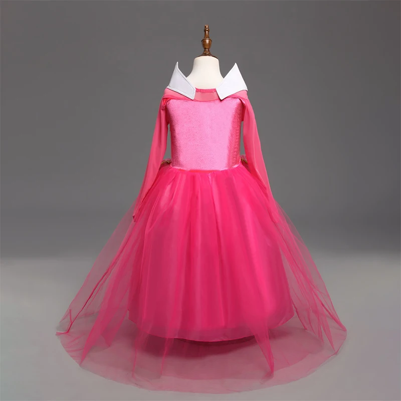 Girls Sleeping Beauty Aurora Cosplay Dress Off Shoulder Prom Gown Children Halloween Carnival Gift Fancy Party Princess Clothing