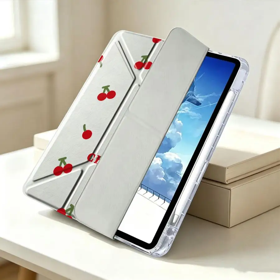 Cute Cartoon Cherry Lichee Pattern Tablet Case For Samsung Galaxy Tab S10 Lite S8 A8 A11 A9 Plus S9 Plus S7 FE With Pen Slot