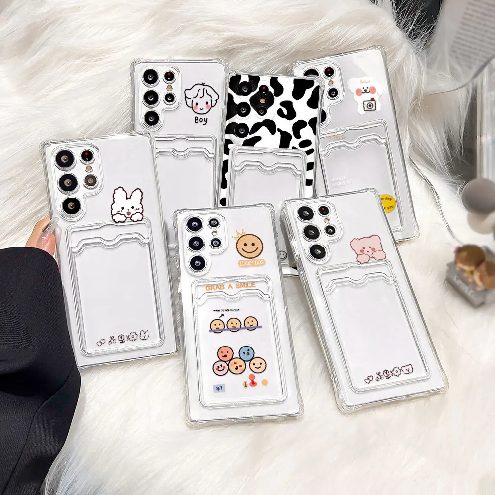 Card Holder Phone Case For Samsung Galaxy A56 5G S25 Ultra A55 A54 A53 S24 FE S23 S22 Plus A52 Card Slot Silicone Cover Funda