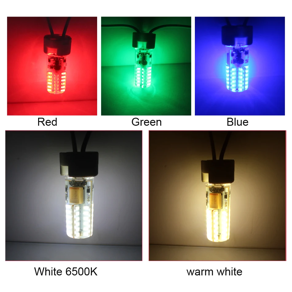 5Pcs G4 LED Light Bulbs Red Blue Green warm white 5W DC AC12V 3014 48LEDs SMD Lights For Chandelier Crystallights Lamps
