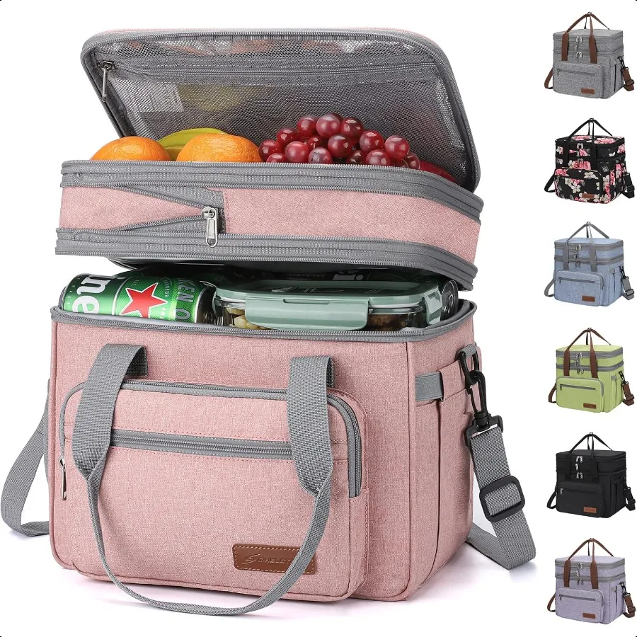 

Lunch Bag Women23L Insulated Lunch Box for Men Women Expandable Double Deck Lunch Cooler Bag Lightweight Leakproof Lunch Tote B