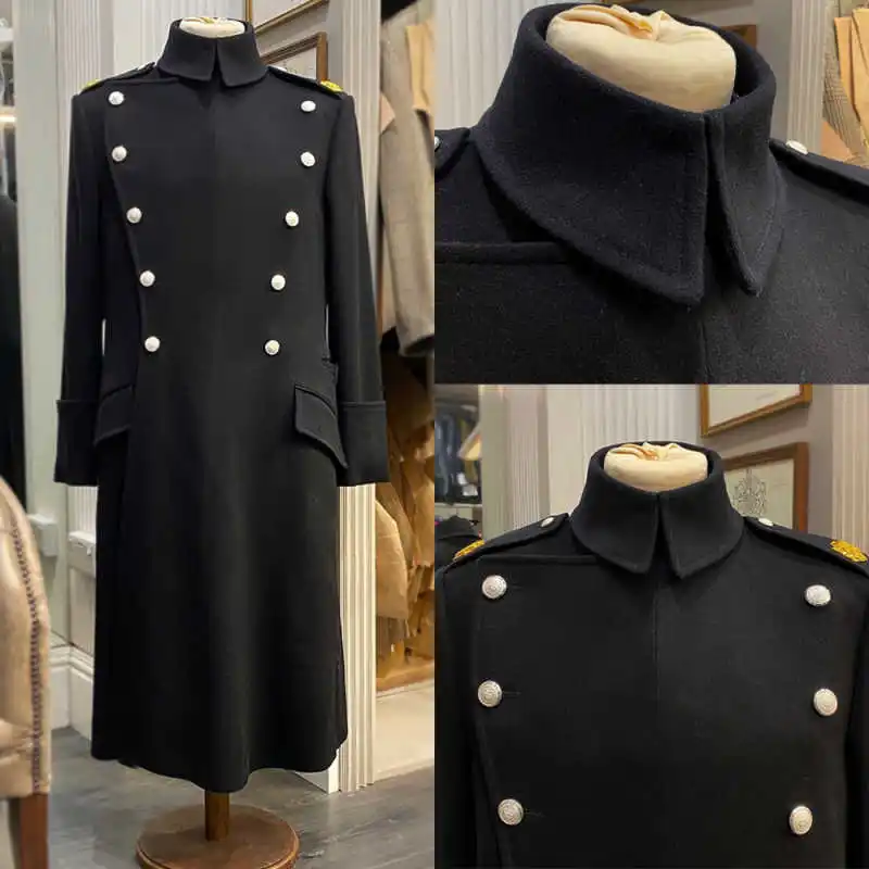 

Elegant Men Wool Long Overcoat Double Breasted One Piece Formal Business Wear Trench Party Coat Customized