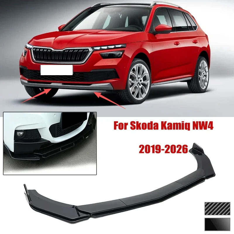 5pcs Front Bumper Shovel For Skoda Kamiq NW4 2019-2026 Spoiler Front Bumper Deflector Anti Scratch Protection Device Accessories