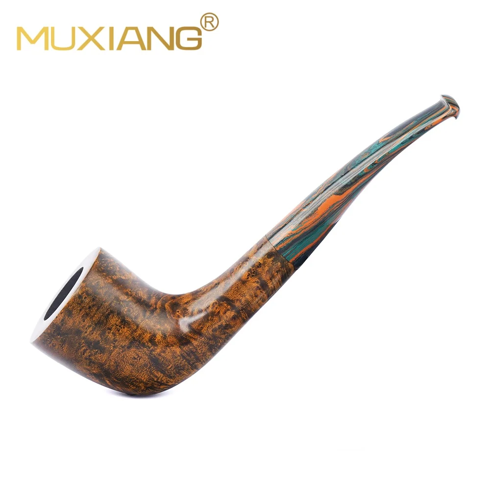 MUXIANG Briar Wood Zulu Shape Tobacco Tobacco Pipe Classic 3mm Bore Vulcanite Mouthpiece Gift for Dad Men Daily Home Use